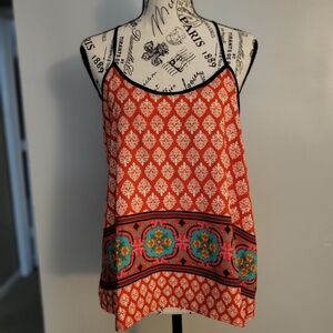 Women's Red and Black Patterned Top